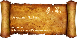 Gregus Milán névjegykártya